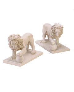 REGAL LION STATUE DUO